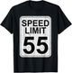 Speed Limit 55 MPH Driving Road Sign Distressed T-Shirt - T-Shirt | Black