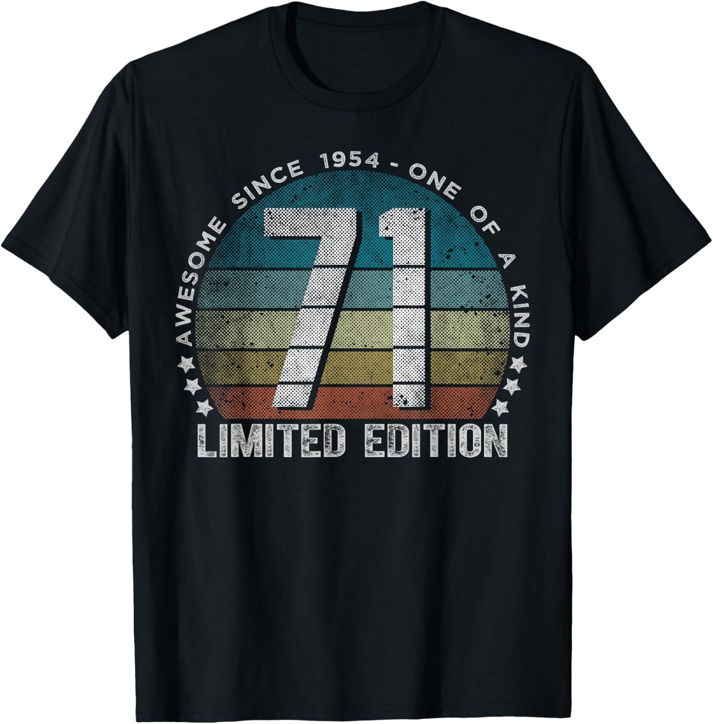 71 Year Old Gifts Vintage 1954 Limited Edition 71st Birthday T-Shirt - T-Shirt | Black