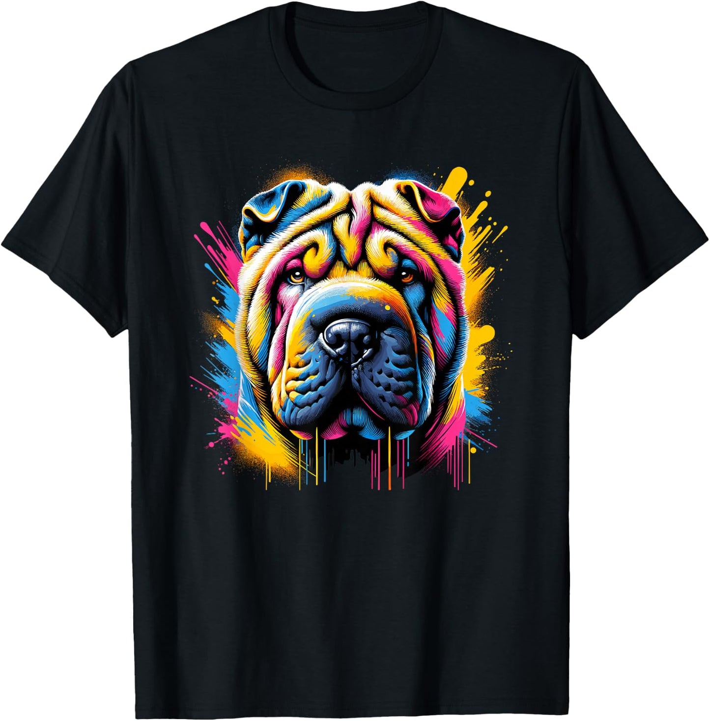 Splash Art Chinese Shar-Pei Shar Pei T-Shirt - T-Shirt | Black