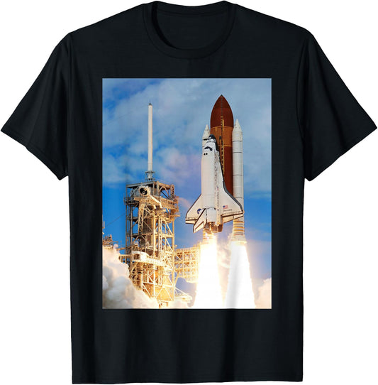 Space Shuttle Launch Galaxy T-Shirt - T-Shirt | Black