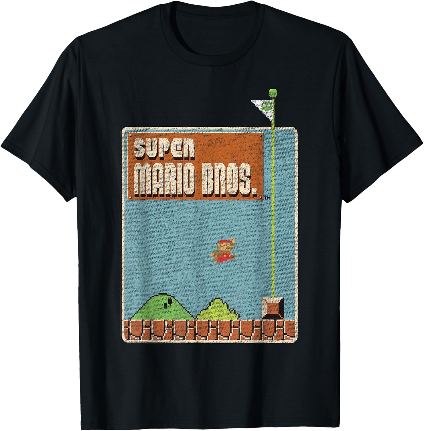 Nintendo Super Mario Bros Game Screen Shot Graphic T-Shirt - T-Shirt | Black