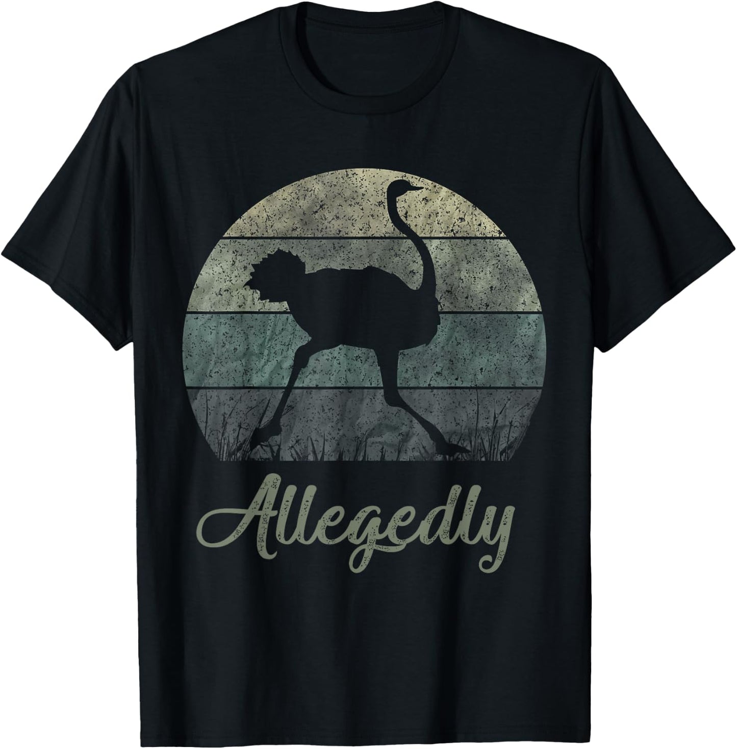 Vintage Allegedly Ostrich OSTRICHES Flightless Bird T-Shirt - T-Shirt | Black