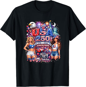 Totally Rad Freedom Celebration Liberty Fireworks Design T-Shirt - T-Shirt | Black