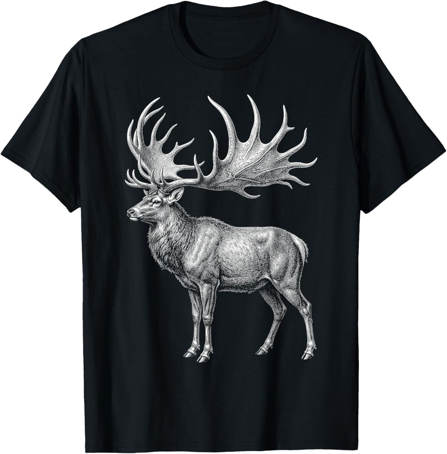 Irish Elk Megaloceros Giant Deer Prehistoric Mammal T-Shirt - T-Shirt | Black