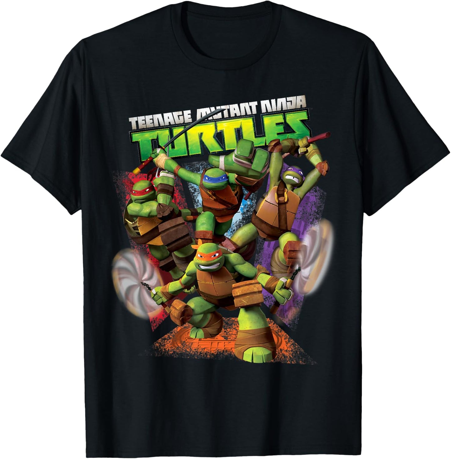 Teenage Mutant Ninja Turtles Action Fighting T-Shirt - T-Shirt | Black