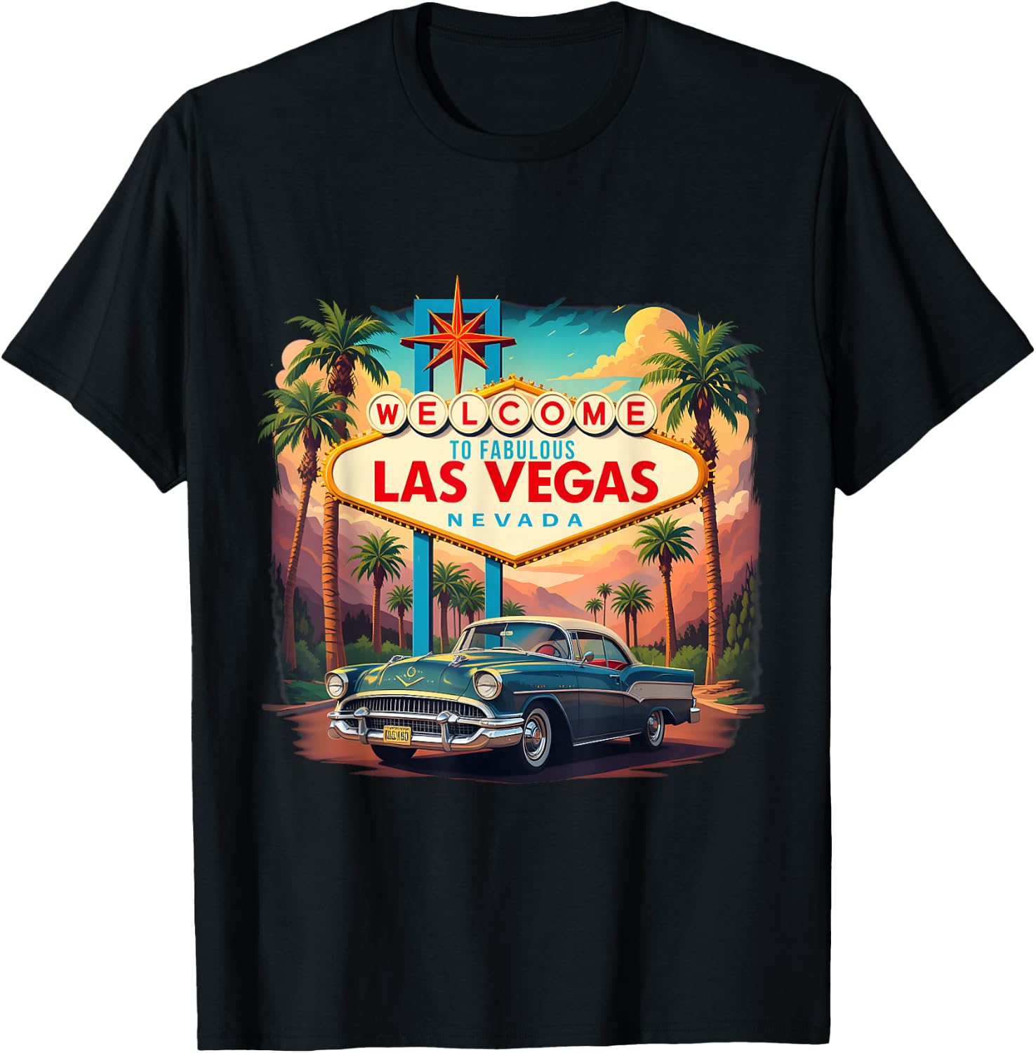 Retro Las Vegas Nevada Las Vegas Souvenir Vacation Trip T-Shirt - T-Shirt | Black