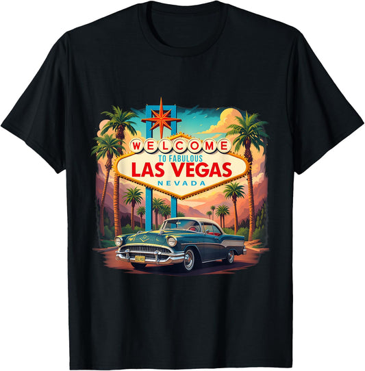 Retro Las Vegas Nevada Las Vegas Souvenir Vacation Trip T-Shirt - T-Shirt | Black