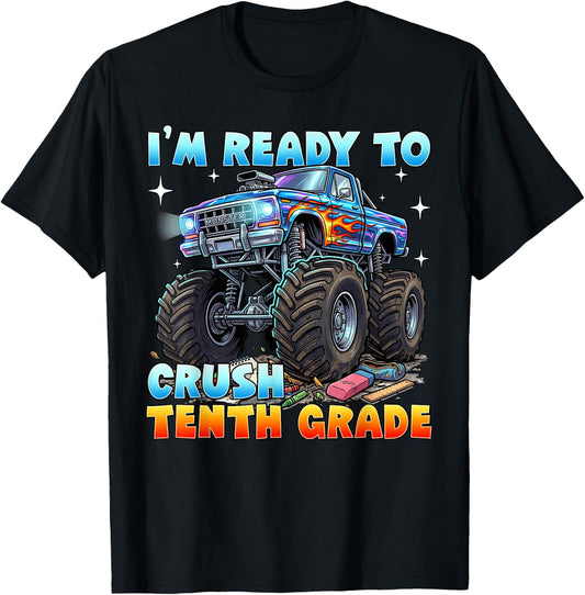 Im Ready to Crush Sophomore Monster Truck Back to School T-Shirt - T-Shirt | Black
