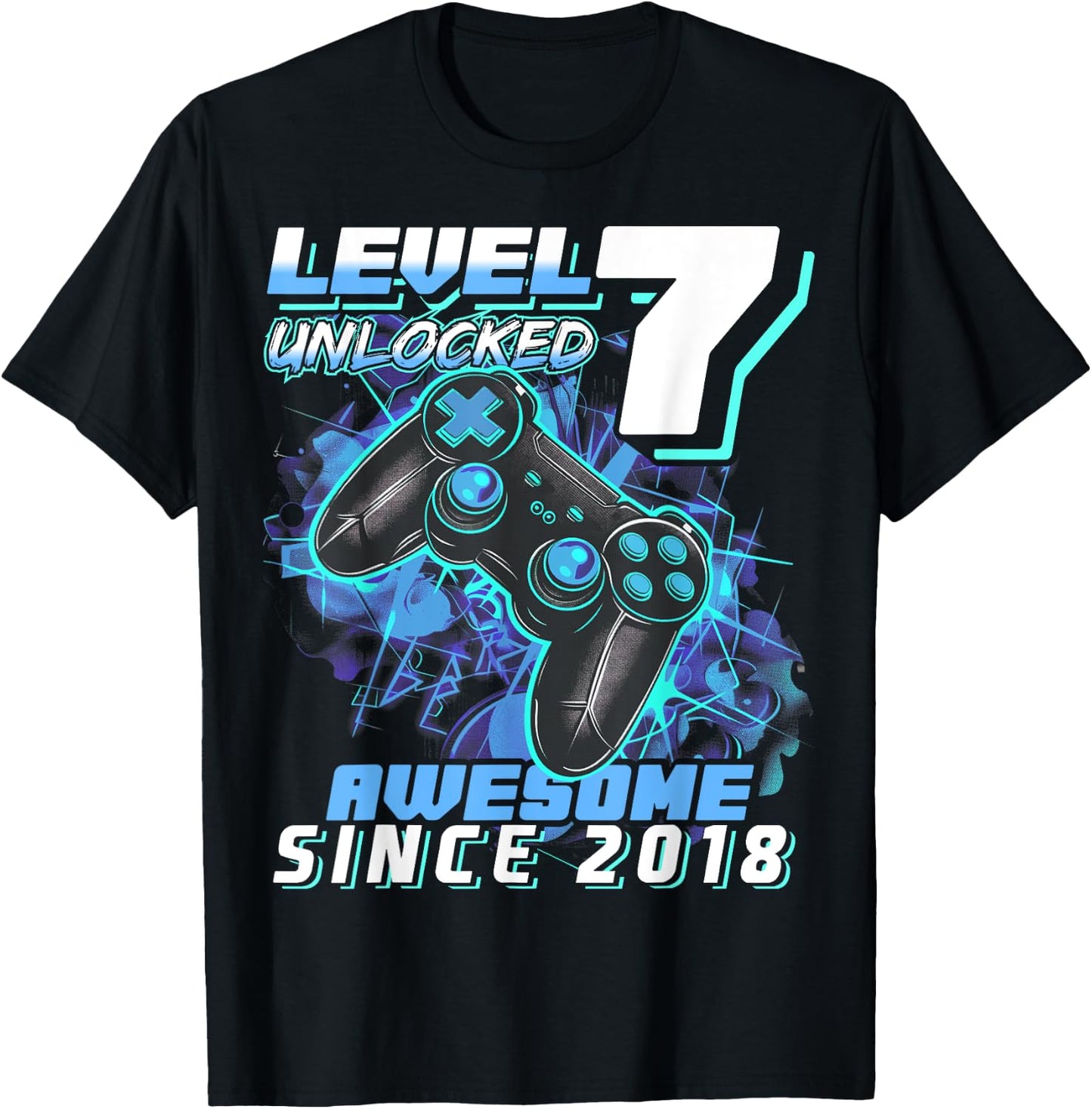 7th Birthday Boy Level 7 Gamer 7 Year Video Game Party T-Shirt - T-Shirt | Black