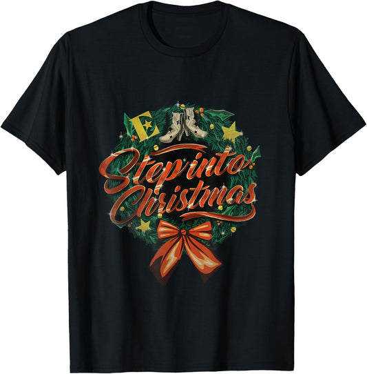 Elton John Official Step Into Christmas Wreath - -Adults, Black, Small, Short Sleeve T-Shirt - T-Shirt | Black