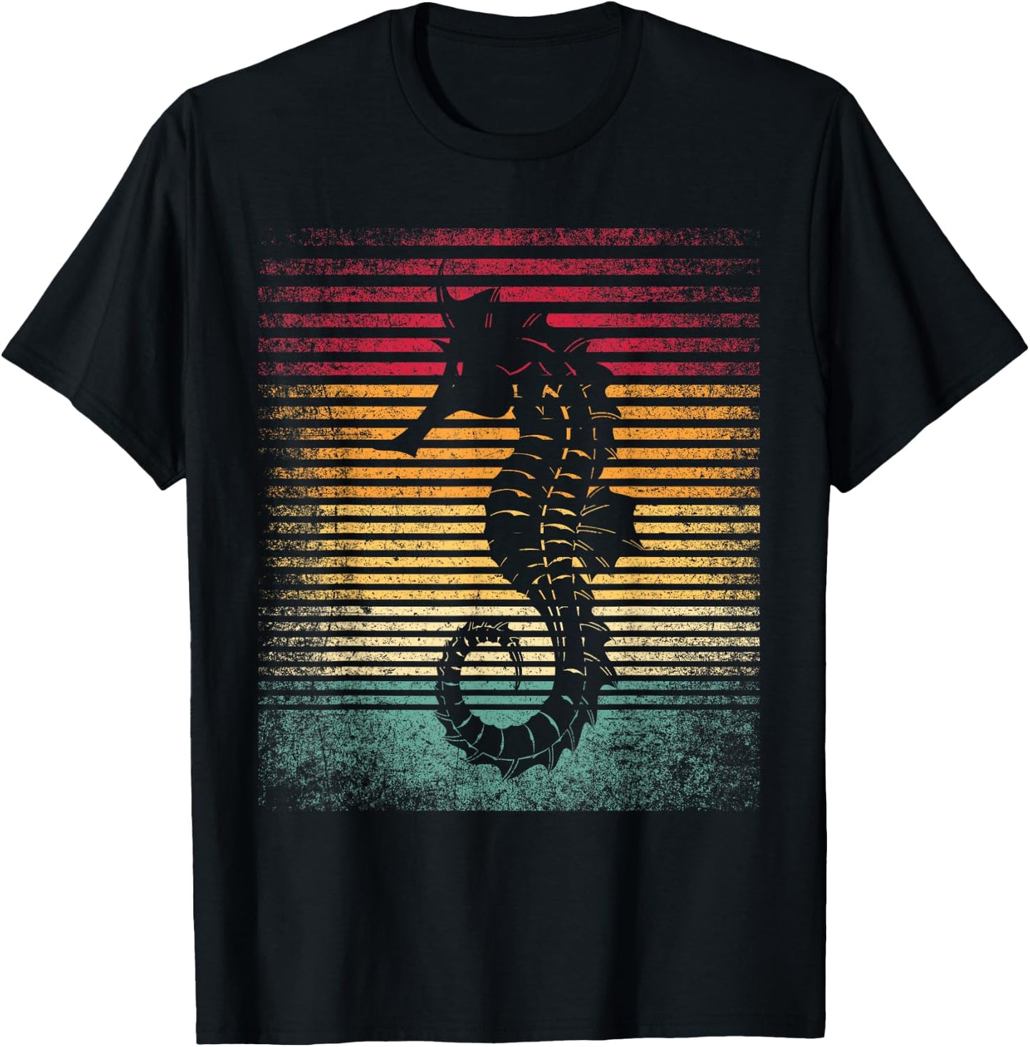 Vintage Retro Seahorse Funny 70's 80's Style Men Women Gift T-Shirt - T-Shirt | Black