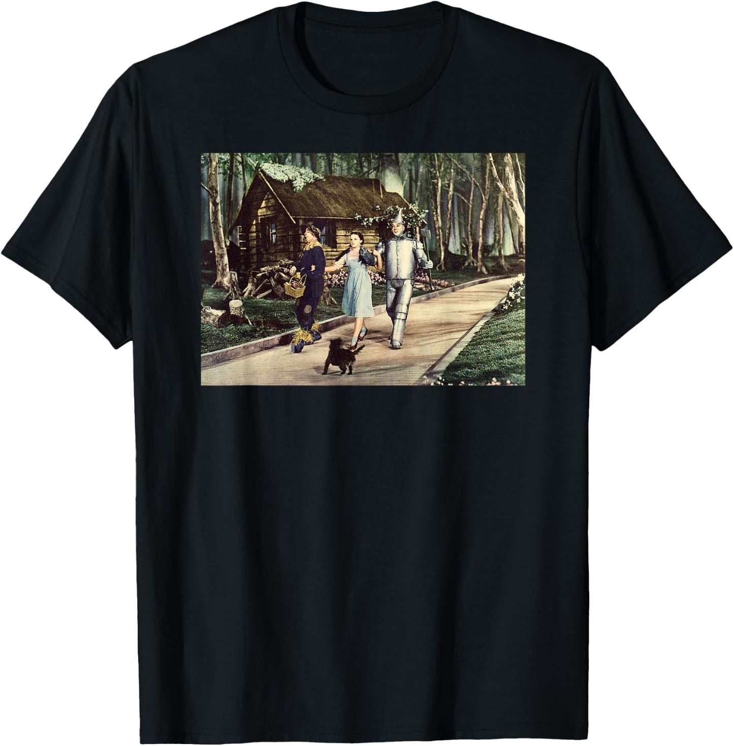 Brick Road Wizard of OZ Tin Man Scarecrow Dorothy and Toto T-Shirt - T-Shirt | Black