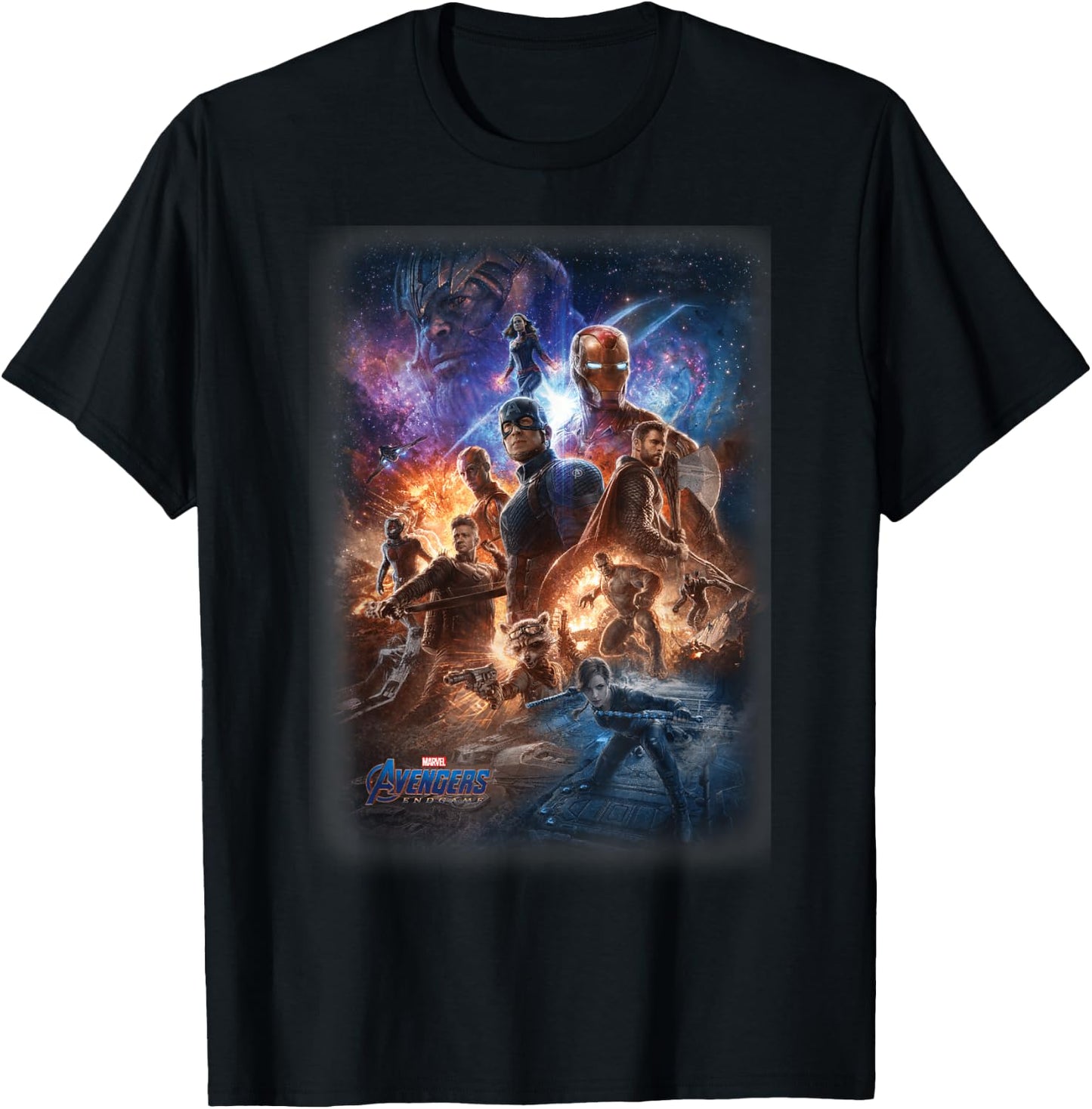Marvel Avengers Endgame Galaxy Movie Poster Group Shot T-Shirt - T-Shirt | Black