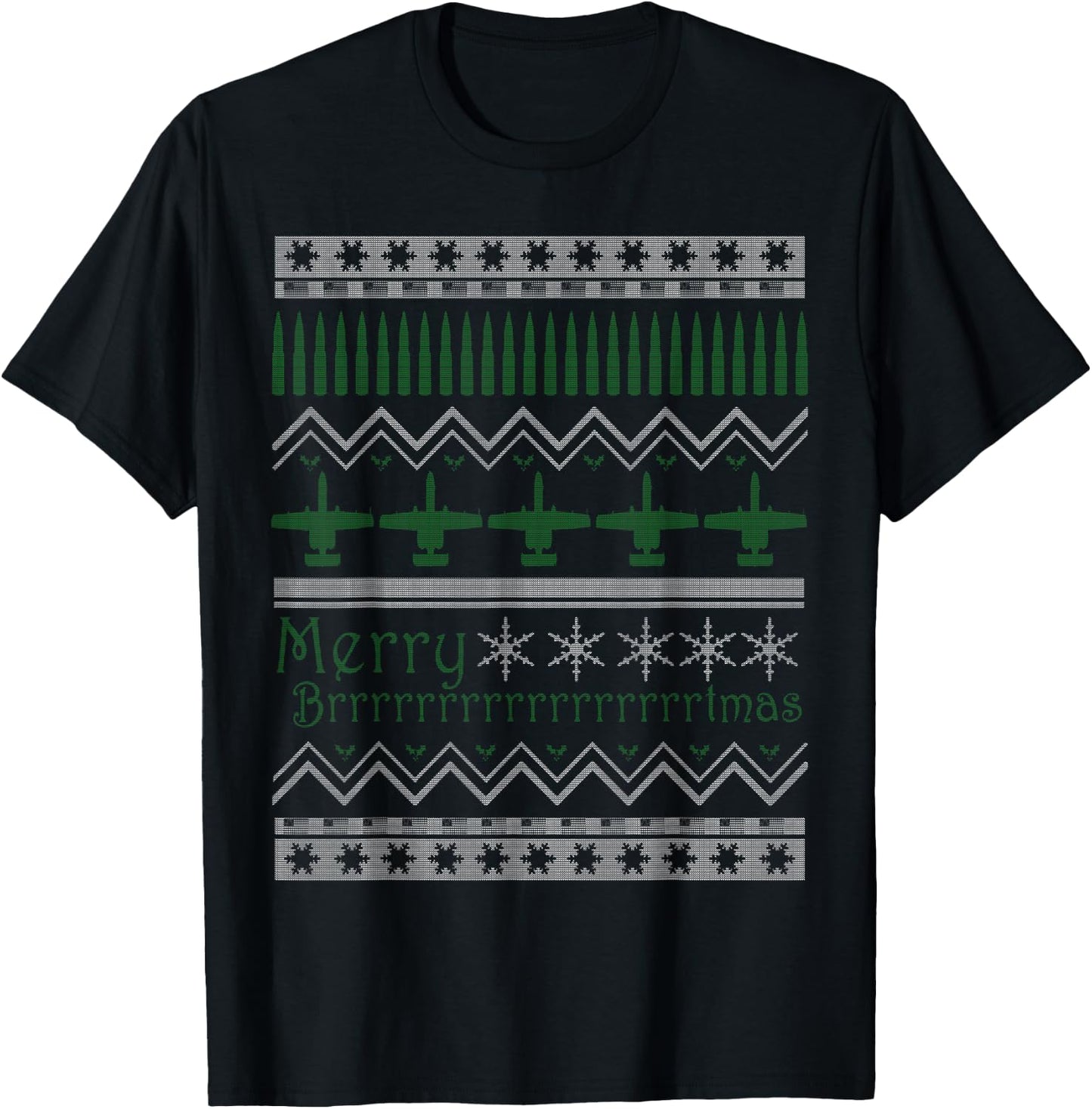 Merry Brrrrtmas A-10 Warthog Ugly Christmas Sweater T-Shirt - T-Shirt | Black