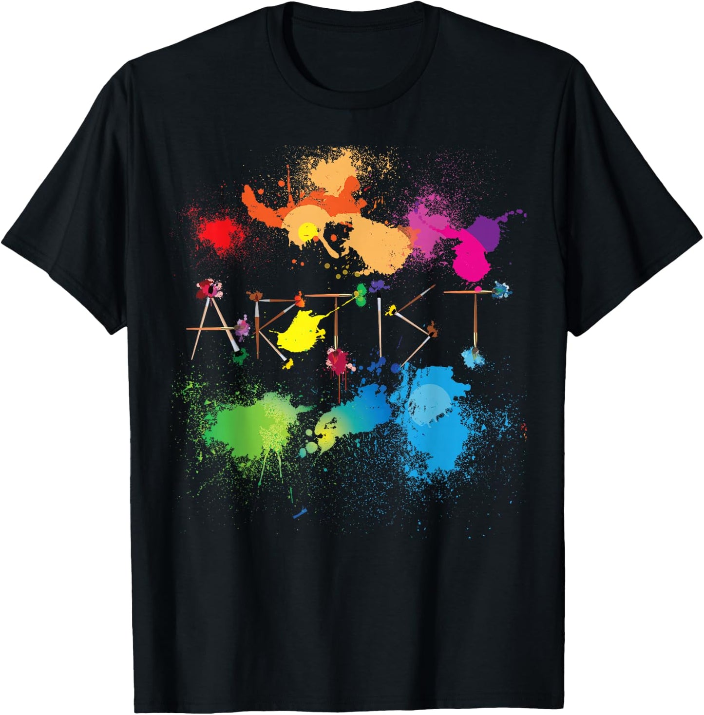 Artist Messy Painters Funny Paint Splatter Art T-Shirt - T-Shirt | Black