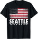 4th of July Women Seattle Washington American Flag T-Shirt - T-Shirt | Black
