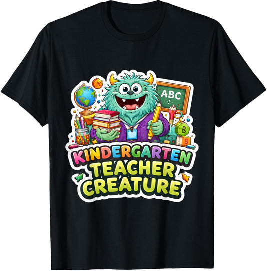 Kindergarten Teacher Creature Funny Monster Educator Cute T-Shirt - T-Shirt | Black