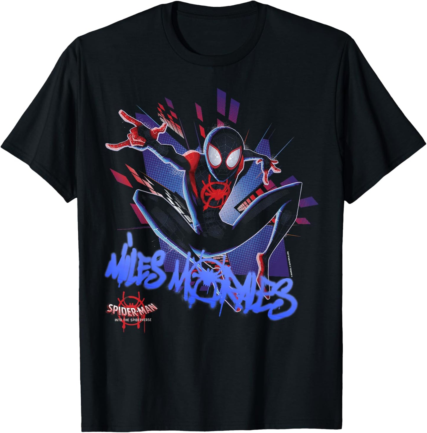 Marvel Spider-Man Spiderverse Graffiti Explosion Small T-Shirt - T-Shirt | Black