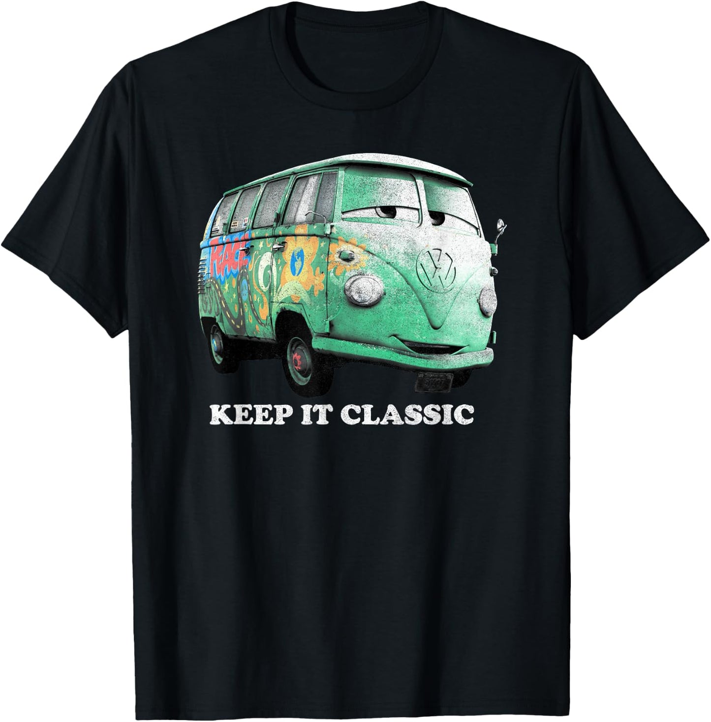 Disney Pixar Cars Fillmore Keep It Classic Groovy Bus Logo T-Shirt - T-Shirt | Black