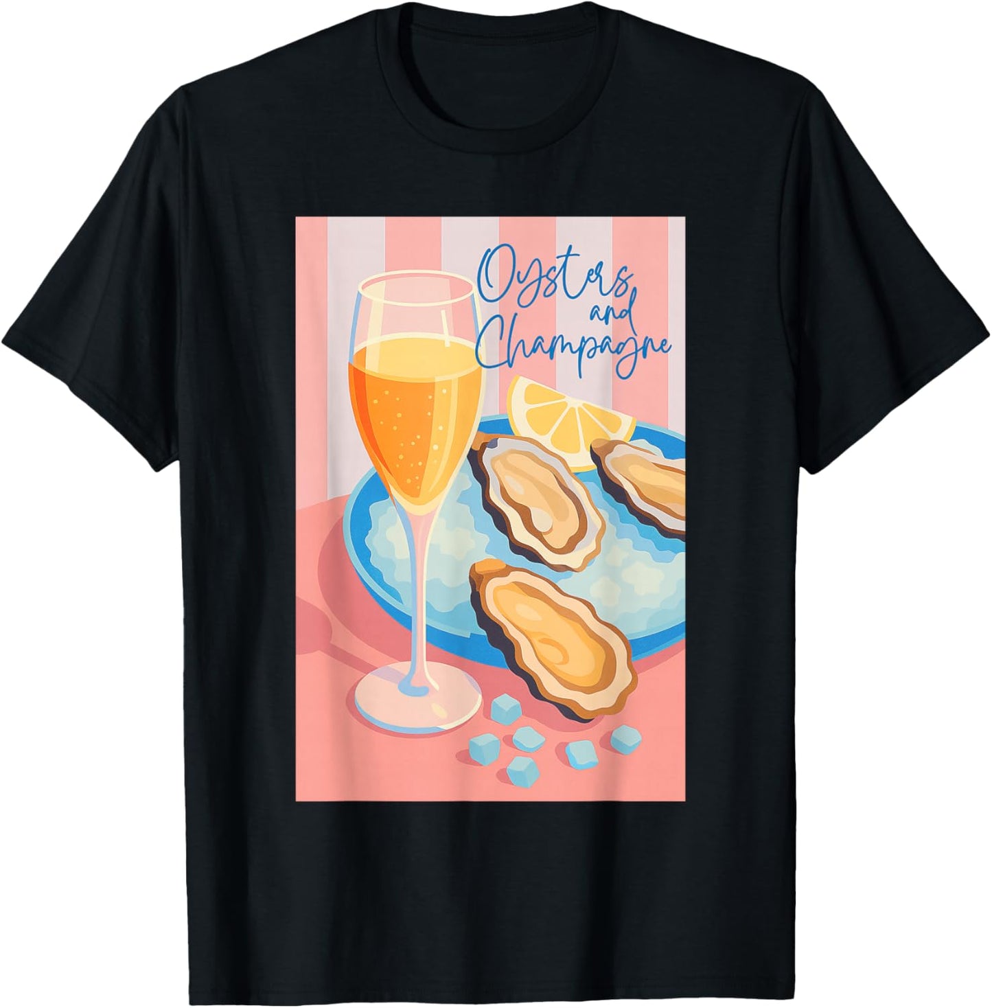 Retro Oysters and Champagne Party Shirt for Seafood Lovers T-Shirt - T-Shirt | Black