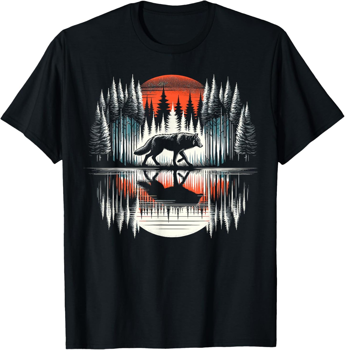 Wolf Forest Nature Wildlife T-Shirt - T-Shirt | Black