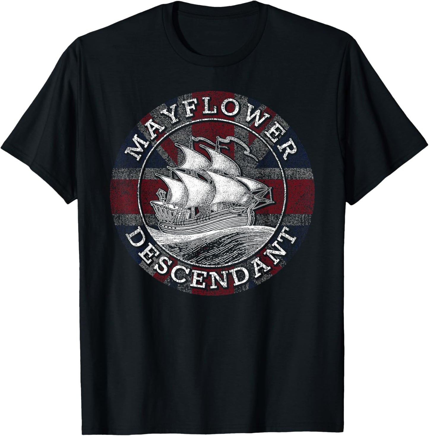 Mayflower Descendant Used Union Jack T-Shirt - T-Shirt | Black