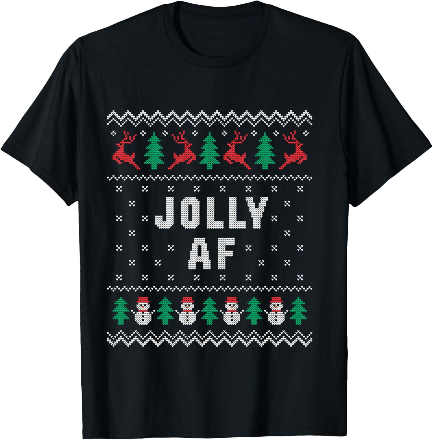 Jolly AF Funny Christmas T-Shirt - T-Shirt | Black