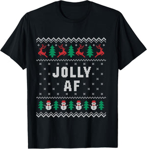 Jolly AF Funny Christmas T-Shirt - T-Shirt | Black