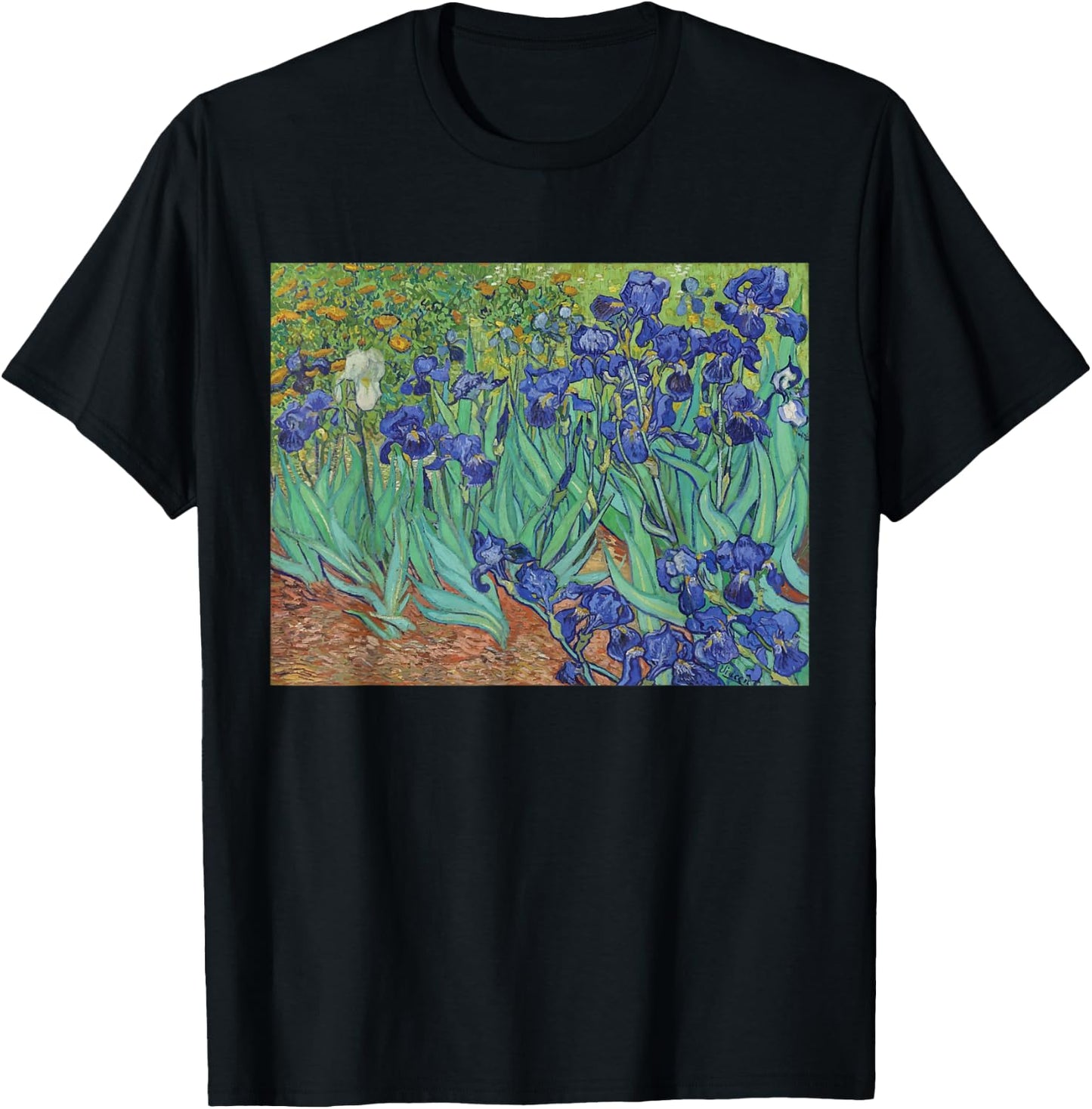 Irises Vincent van Gogh Post-Impressionism Art Painting T-Shirt - T-Shirt | Black