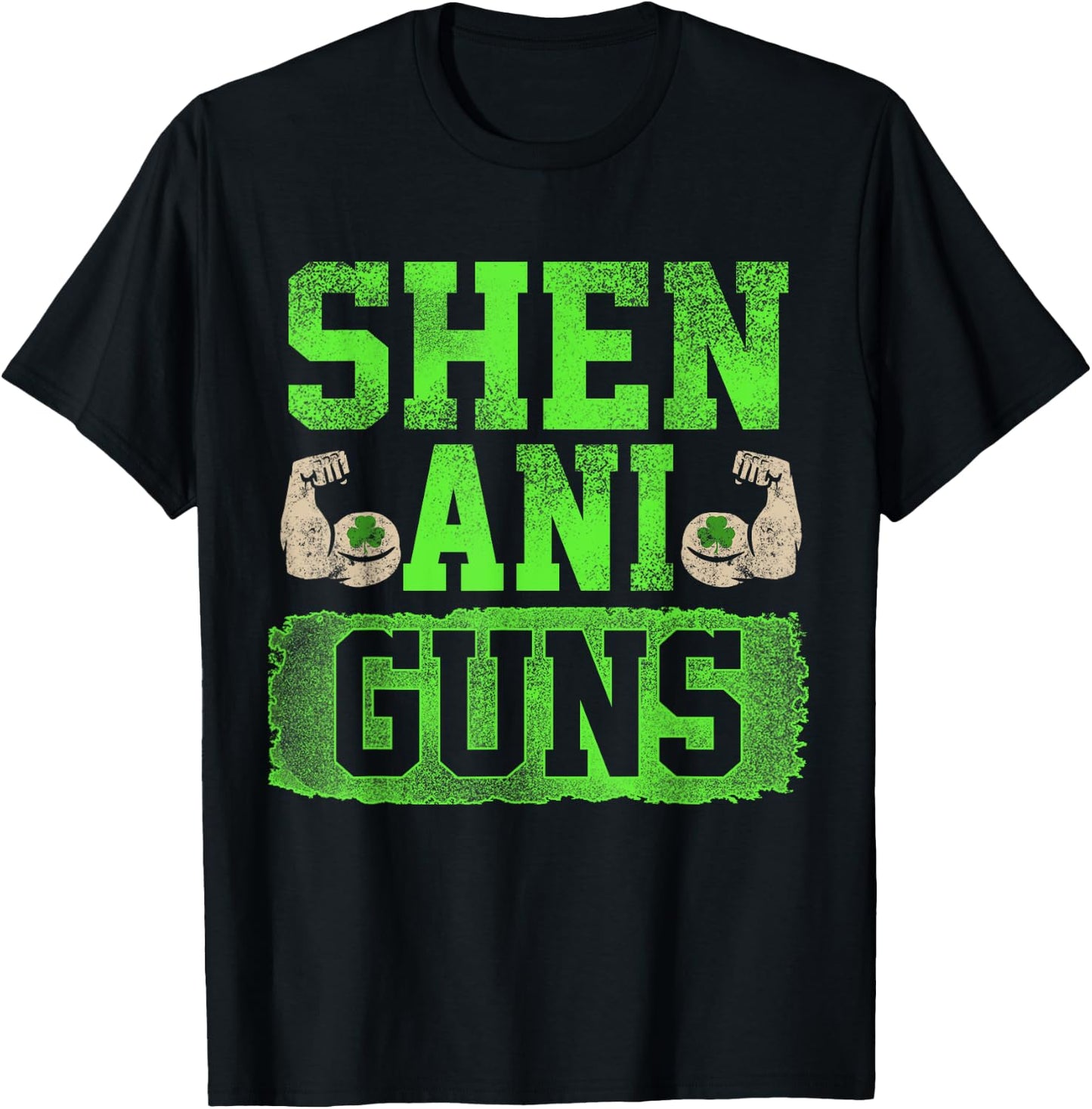 Funny Fitness Quote St Patricks Day Shenaniguns Gains T-Shirt - T-Shirt | Black