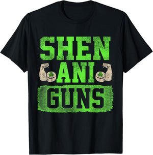 Funny Fitness Quote St Patricks Day Shenaniguns Gains T-Shirt - T-Shirt | Black