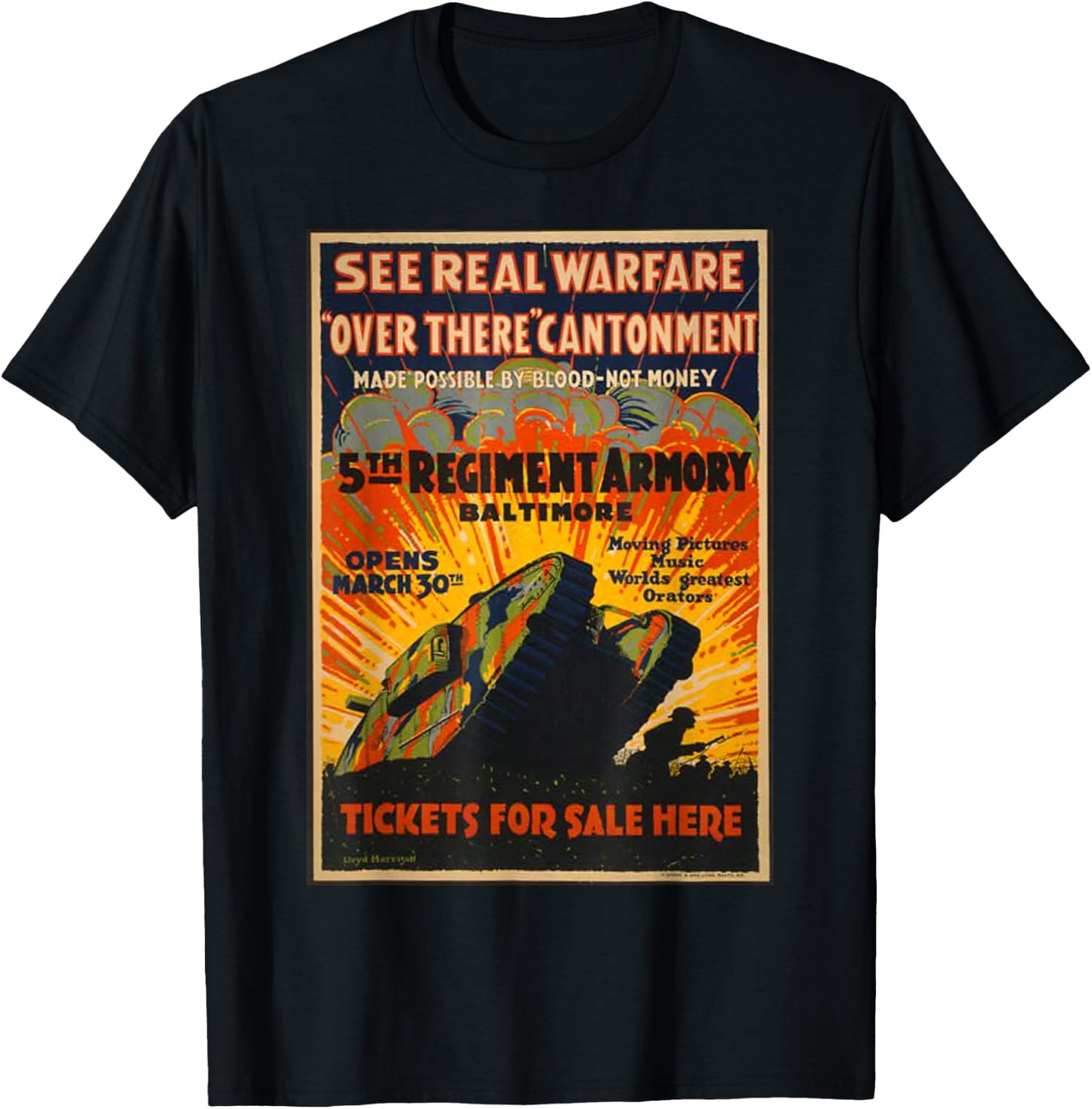 Vintage WW1 WWI Retro Poster World War Advertising T-Shirt - T-Shirt | Black