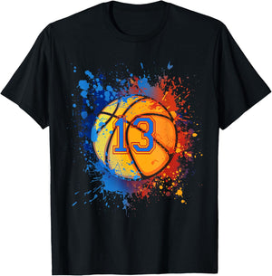 13 Years Old 13th Birthday Basketball Gift Boys Party T-Shirt - T-Shirt | Black