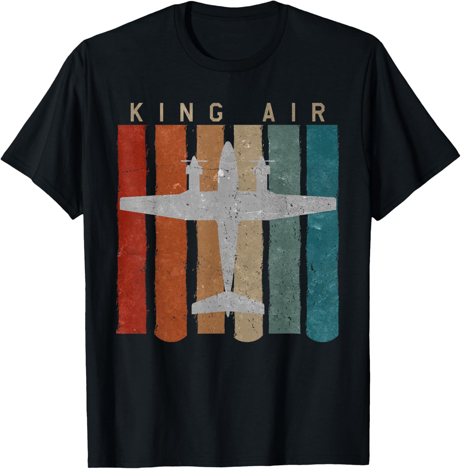 King Air Airplane Retro Vintage Airplane Pilot T-Shirt - T-Shirt | Black
