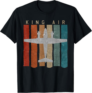 King Air Airplane Retro Vintage Airplane Pilot T-Shirt - T-Shirt | Black