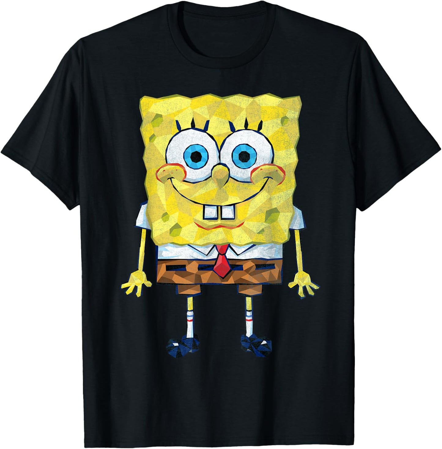 Spongebob SquarePants Geometric Textured Design T-Shirt - T-Shirt | Black