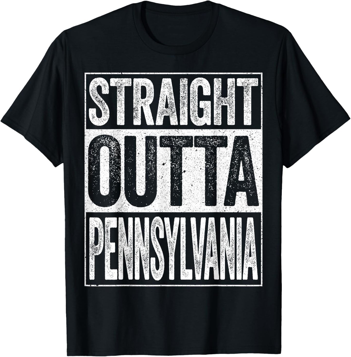 Straight Outta Pennsylvania Shirt Men Women Kids PA State T-Shirt - T-Shirt | Black