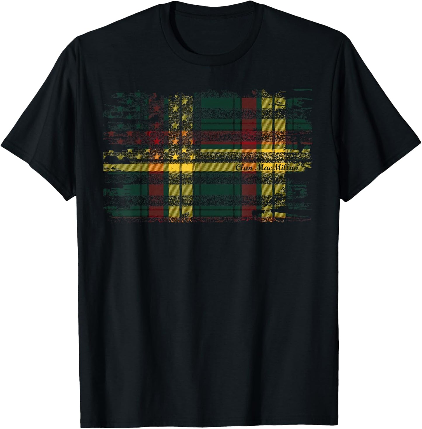 MacMillan surname american flag Scottish Clan tartan T-Shirt - T-Shirt | Black