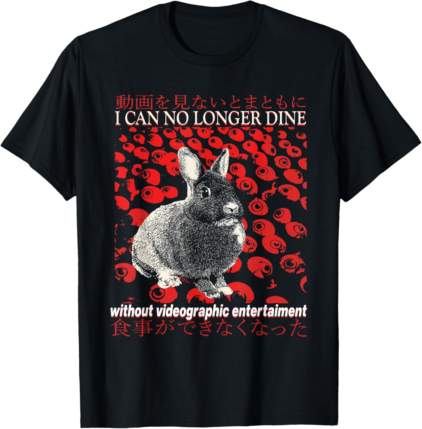 I Can No Longer Dine Rabbit Vintage Japanese T-Shirt - T-Shirt | Black