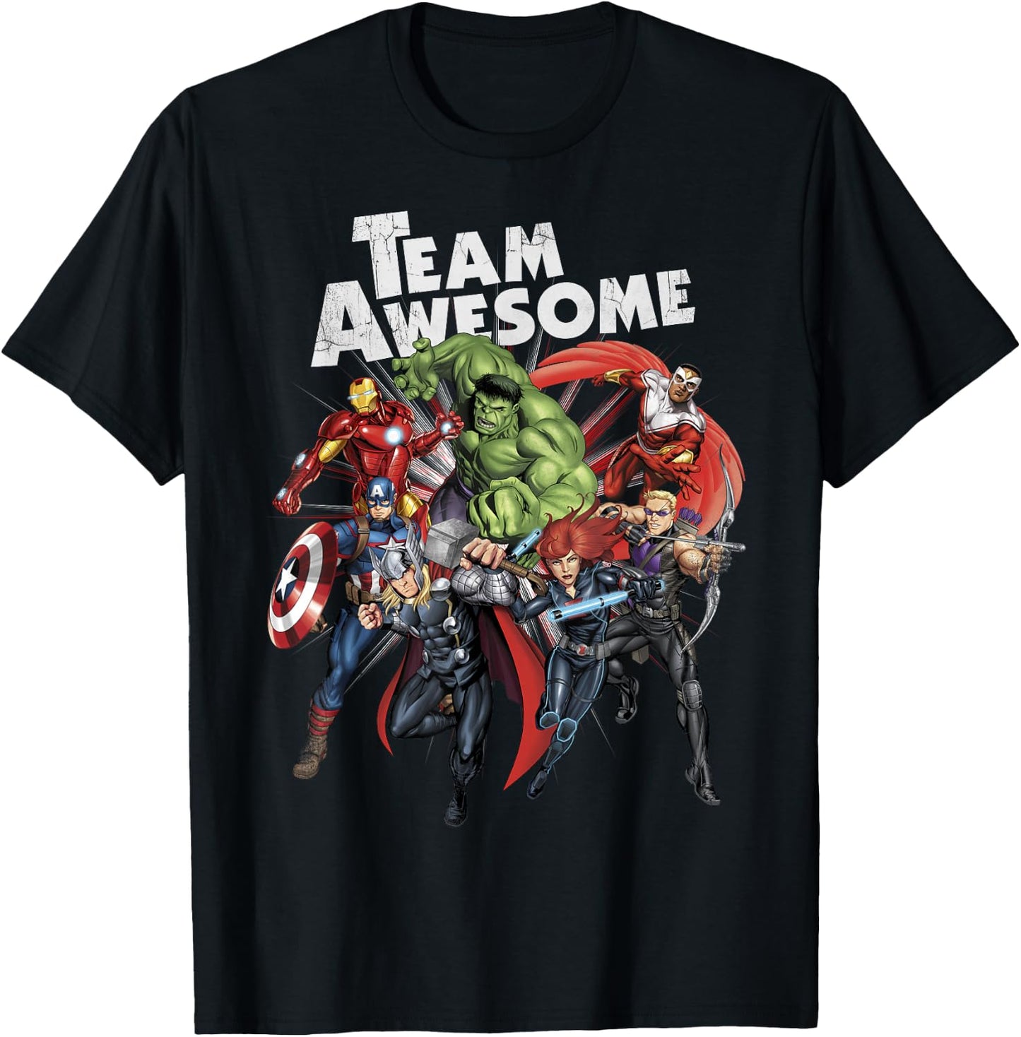 Avengers Assemble Team Awesome Group Huddle T-Shirt - T-Shirt | Black