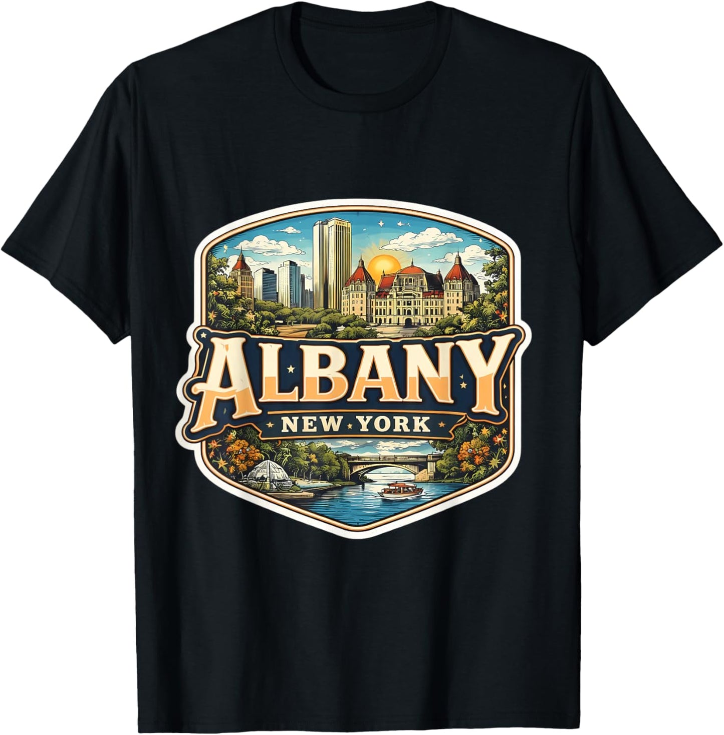 Albany New York Souvenir City State Capital Retro Vintage T-Shirt - T-Shirt | Black