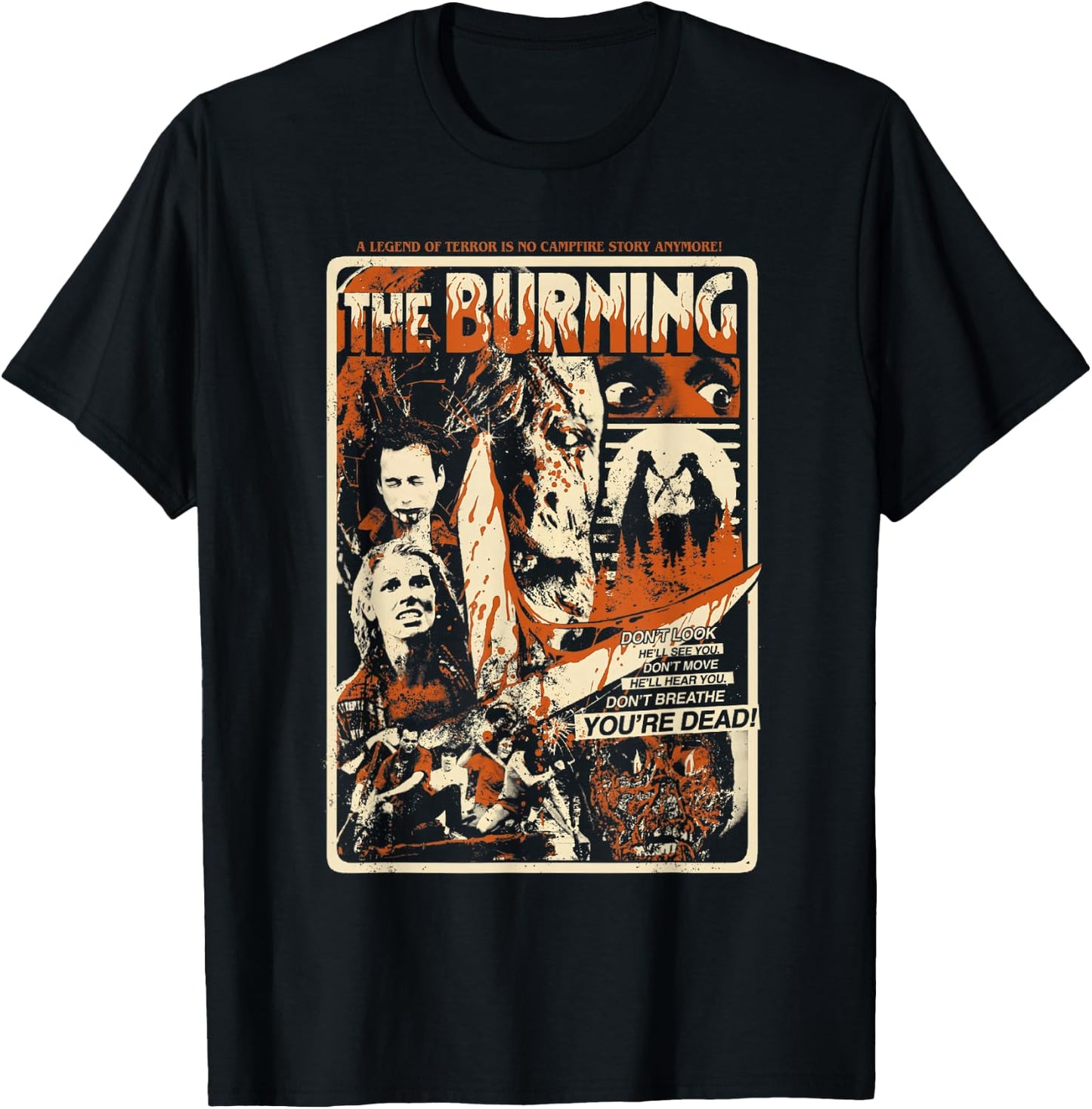 Retro Halloween Movie Poster Oldschool Burning Killer T-Shirt - T-Shirt | Black