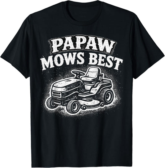 Papaw Mows Best Funny Retro Lawn Mowing T-Shirt - T-Shirt | Black