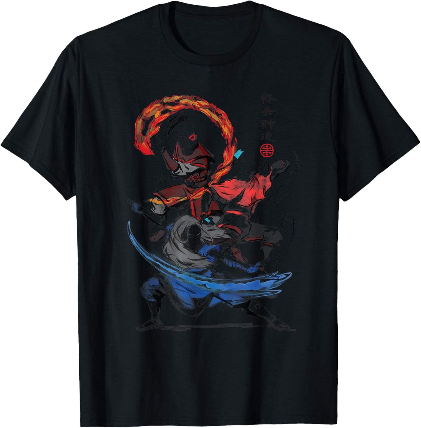 The Last Airbender Air Water and Fire Signs T-Shirt - T-Shirt | Black
