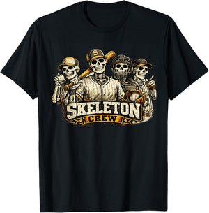 Skeleton Crew Baseball Halloween T-Shirt - T-Shirt | Black