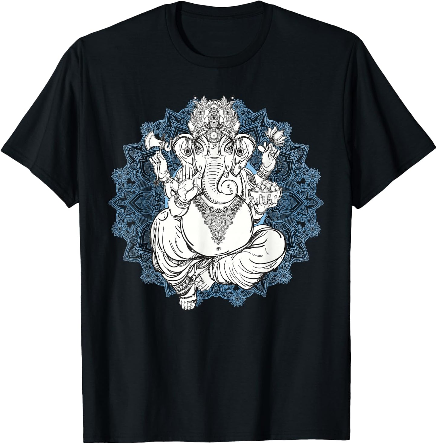Hindu Elephant God Ganesha - Oriental India Henna T-Shirt - T-Shirt | Black