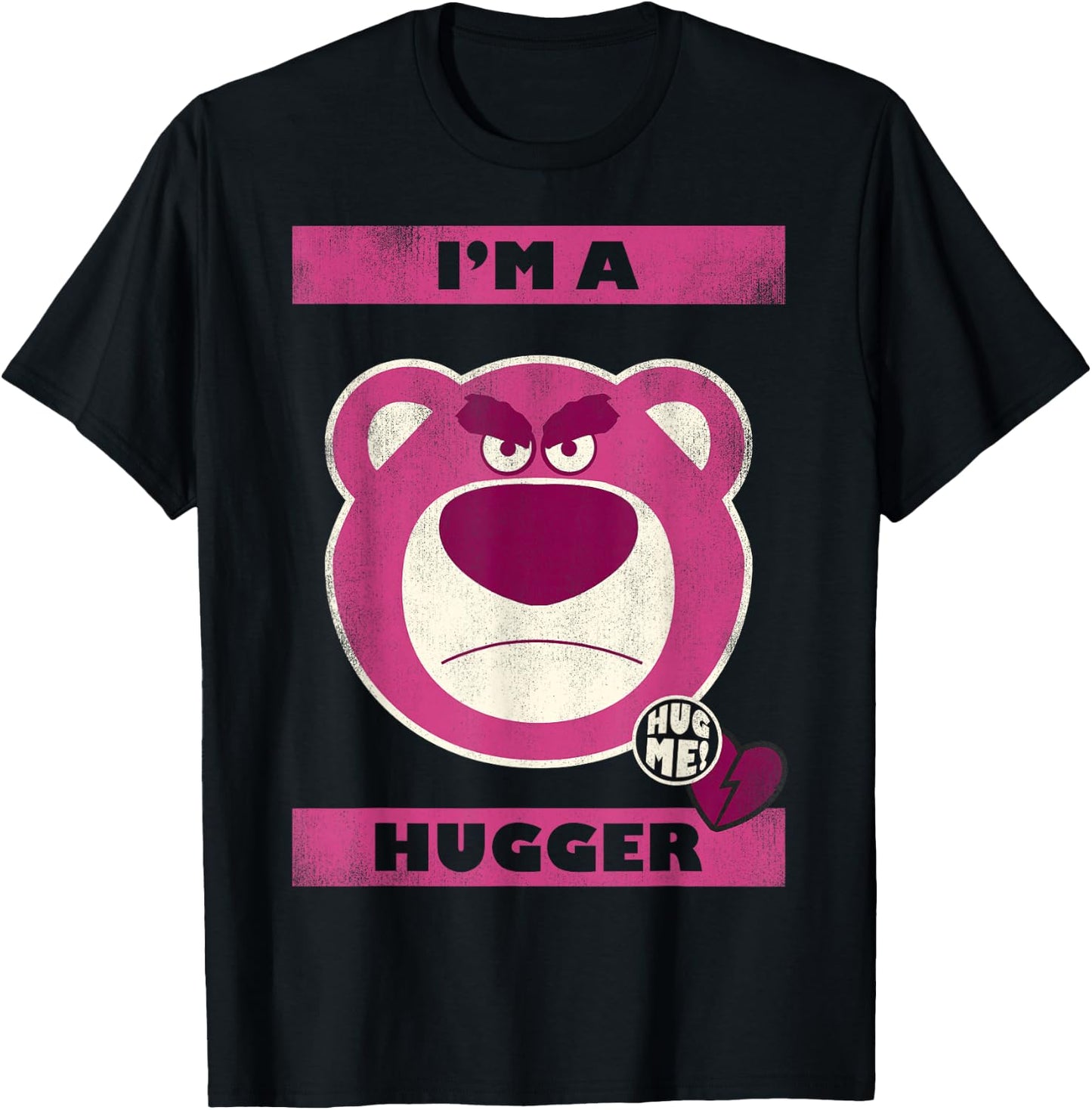 Disney Pixar Toy Story Lotso Bear I'm a Hugger Hearts T-Shirt - T-Shirt | Black