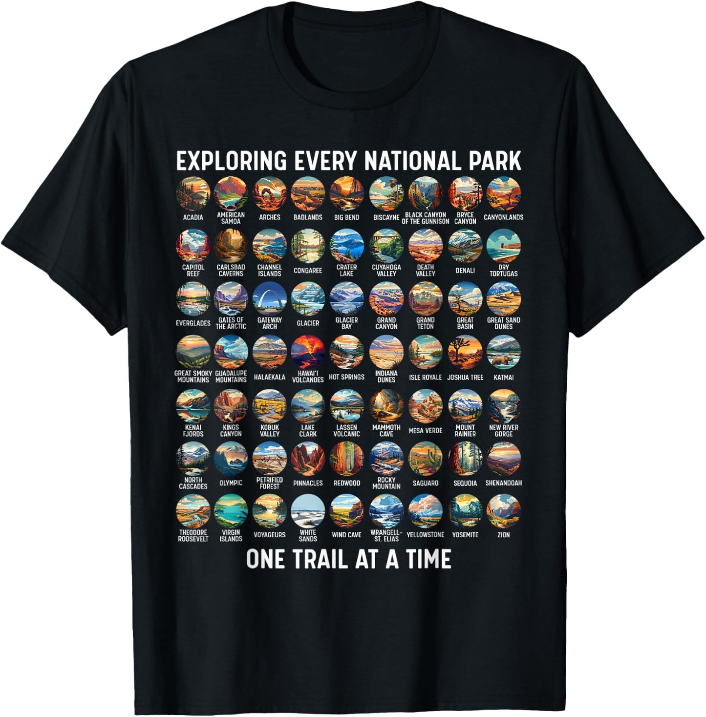 All US National Park Checklist Bucket List Of National Parks T-Shirt - T-Shirt | Black