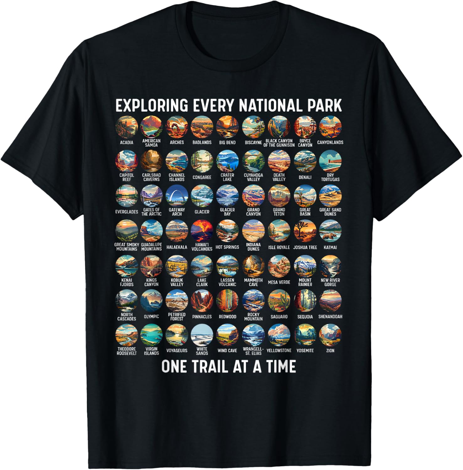 All US National Park Checklist Bucket List Of National Parks T-Shirt - T-Shirt | Black