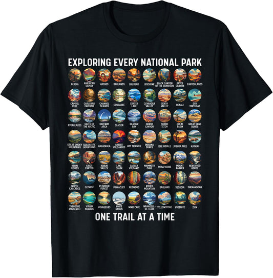 All US National Park Checklist Bucket List Of National Parks T-Shirt - T-Shirt | Black